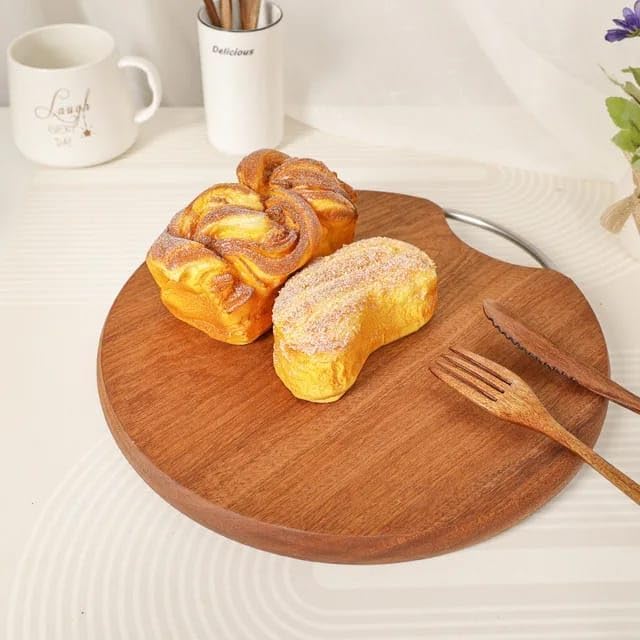 Round Wood Cutting Board, 36cm Diameter, One Piece, No Glue, Non-Toxic, Thick Hardwood