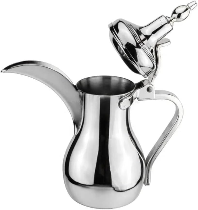 Liying Stainless Steel Arabic Coffee Pot 18 oz, Durable Coffee Maker for Kitchen, Outdoor, Camping, Backpacking, Stovetop safe (Silver)
