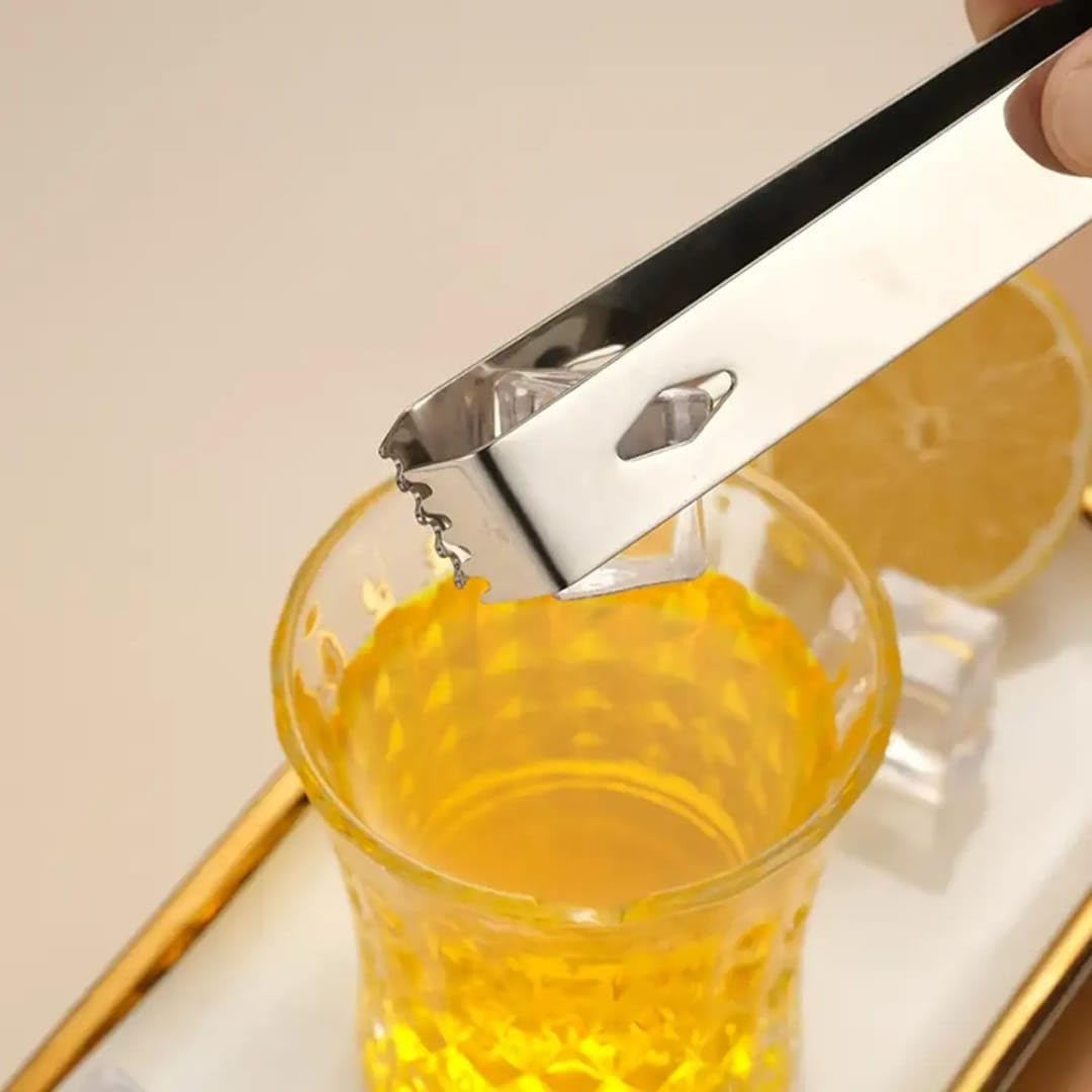 Liying 2Pcs Ice Tongs for Ice Bucket 17cm - Premium 18/8 Stainless Steel Ice Tongs with Teeth for Ice Sugar Cubes Tea Party Coffee Bar Serving