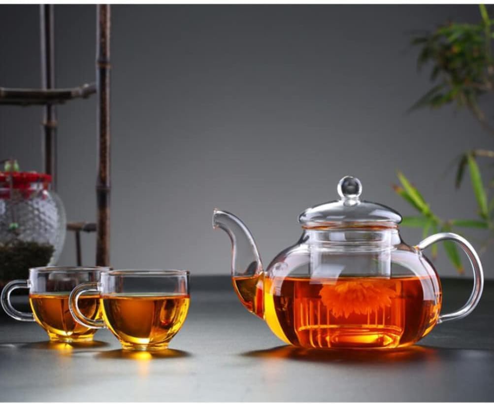 Glass Water Pitcher 400ml Borosilicate Glass Teapot with glass Infuser Stovetop