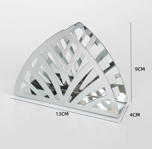 Stainless Steel Triangle Napkin Holder, 13cm x 9cm x 4cm, Hollow-out Design