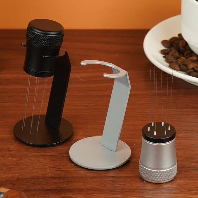 Liying WDT Tool Espresso Distribution Tool with Stand, Magnetic Coffee Stirrer, Extra Needle Set for Barista Accessories (Grey)