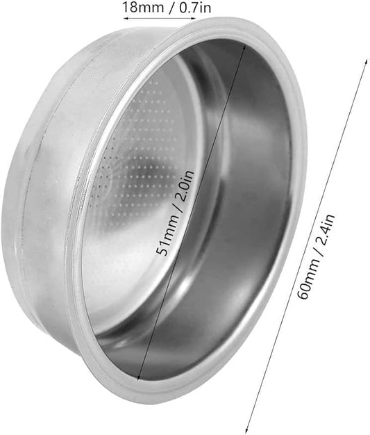 Liying 51mm Portafilter Basket Coffee Filter 2Pcs, 20g Micro Sieve Filter Basket, Double Layer Portafilter Basket, 304 Stainless Steel, 0.8mm Thickness