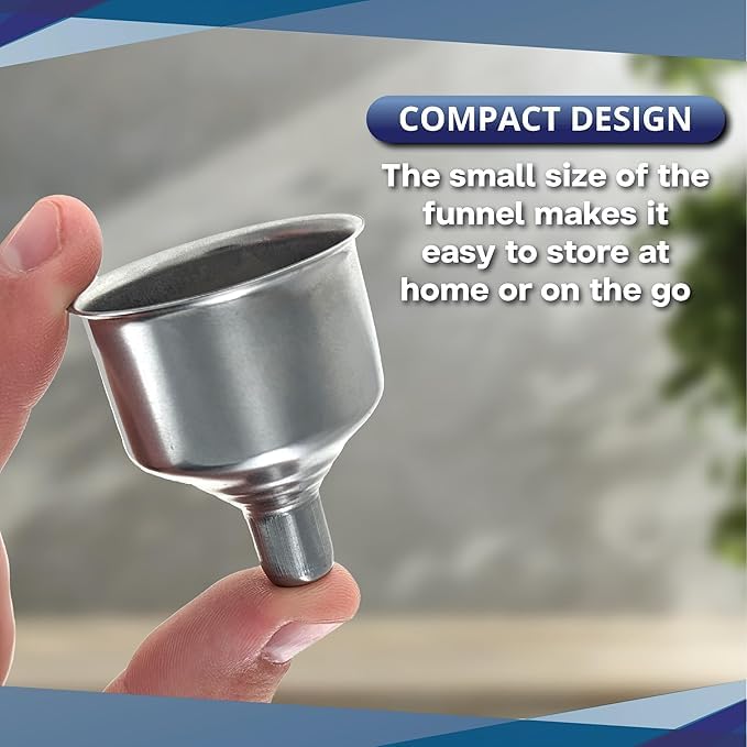 Liying 2pcs Stainless Steel Funnel for Flasks, Small Metal Funnel for Filling Drinking Liquor Flask, Transferring Oil, Juice, Milk, Attached Screw-On Cap