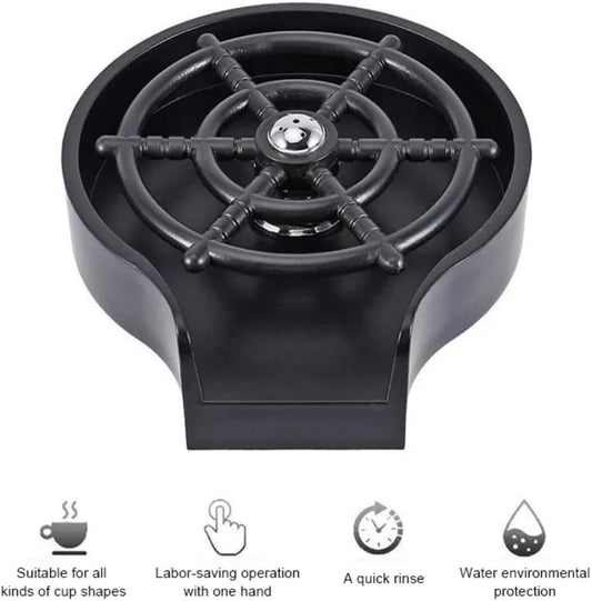 Liying Glass Rinser For Kitchen Sink - Plastic base, Faucet Cup Rinser Cleaner Kitchen Sink Bottle Washer For Bar, Matte Black, Grey