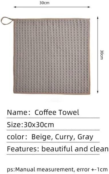 Liying Barista Cleaning Towel with Hook Set Pack of 2pcs, Mirco Fiber Cloth for Cleaning Espresso Coffee Machine Steam Wand and Coffee Bar Counter (30 * 30CM) white and Grey