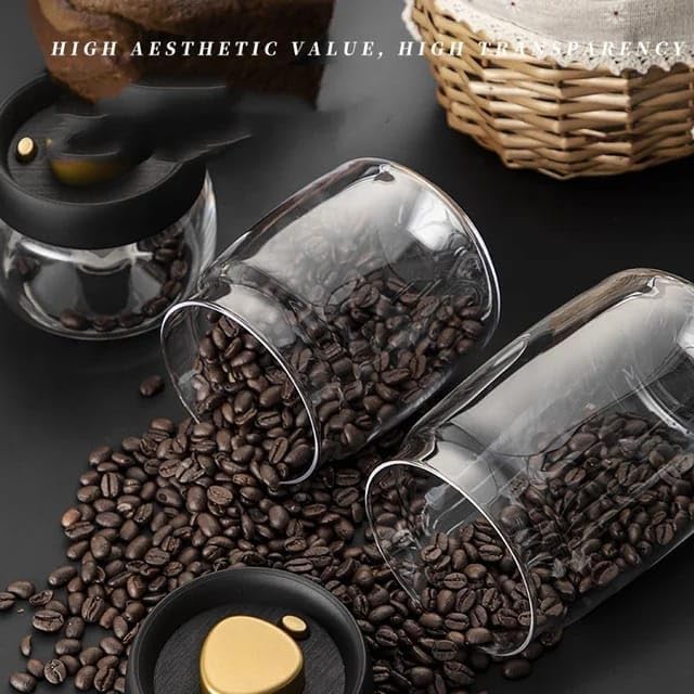 Liying Airtight Food Storage Large Containers, Vacuum, 500ml, Coffee Beans Canister, Suitable for Tea, Flour, Spices, Rice, Dry Goods, Home Kitchen