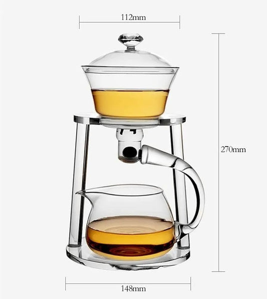 Liying Kungfu Glass Tea Set Magnetic Water Diversion Rotating Cover Bowl Semi-Automatic Glass Teapot Suit (white) #1
