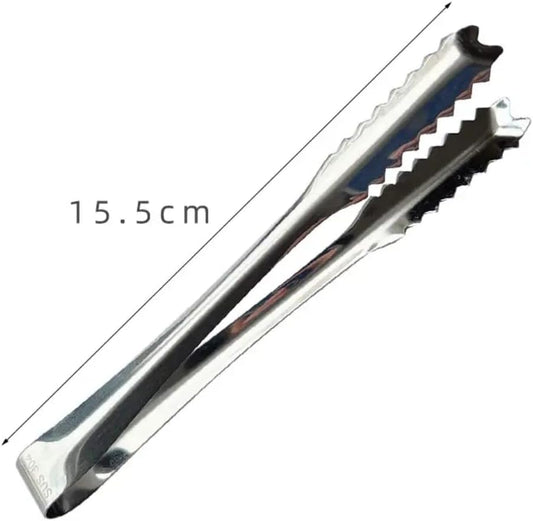 Liying 2Pcs Ice Tongs for Ice Bucket 15cm - Premium 18/8 Stainless Steel Ice Tongs with Teeth for Ice Sugar Cubes Tea Party Coffee Bar Serving