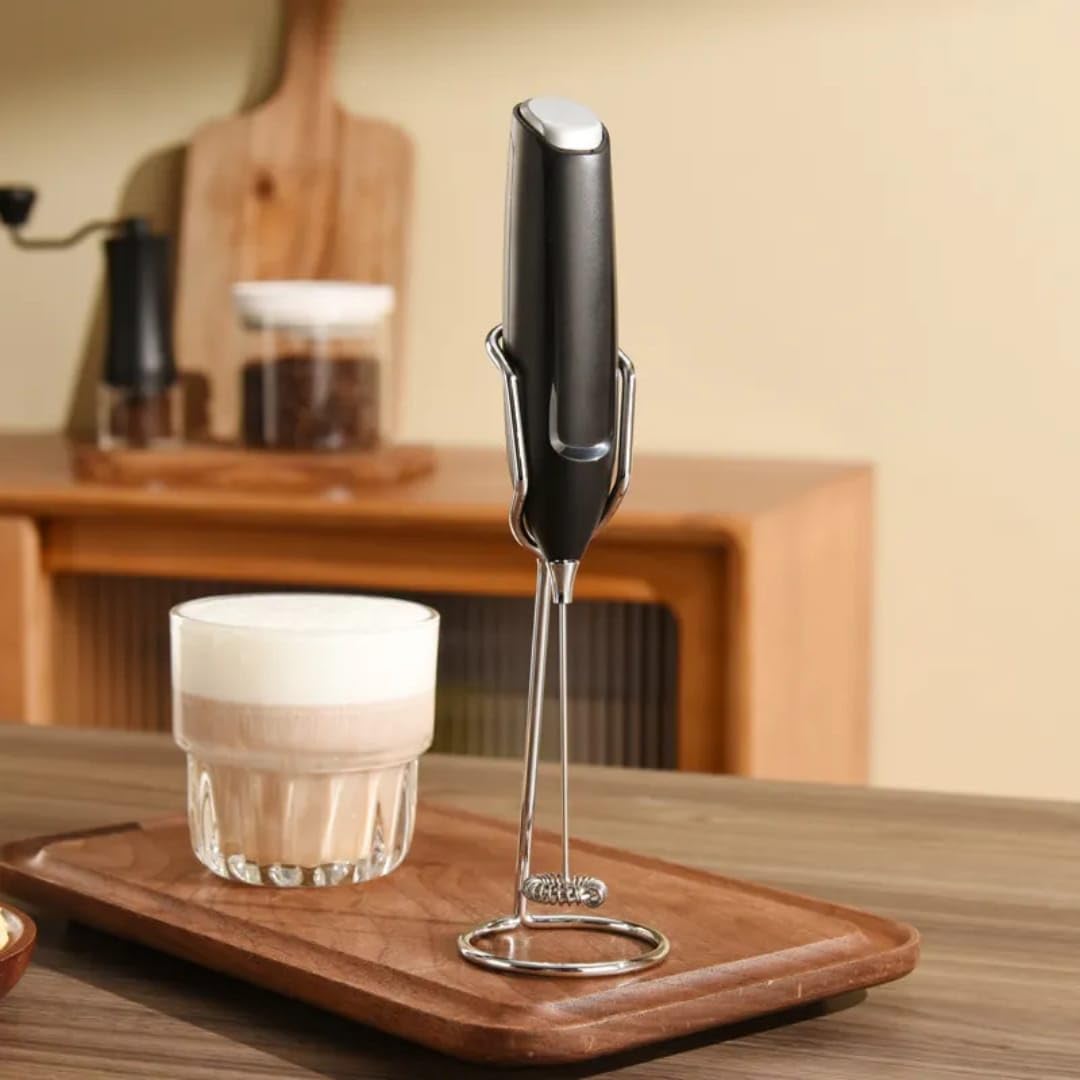 Liying Milk Frother battery power with Stand, Handheld Frother Wand for Coffee with 3 Heads 3 Speed, Powerful Hand Mixer Electric Whisk for Latte, Cappuccino, Frappe, Matcha, Hot Chocolate, Keto Diet