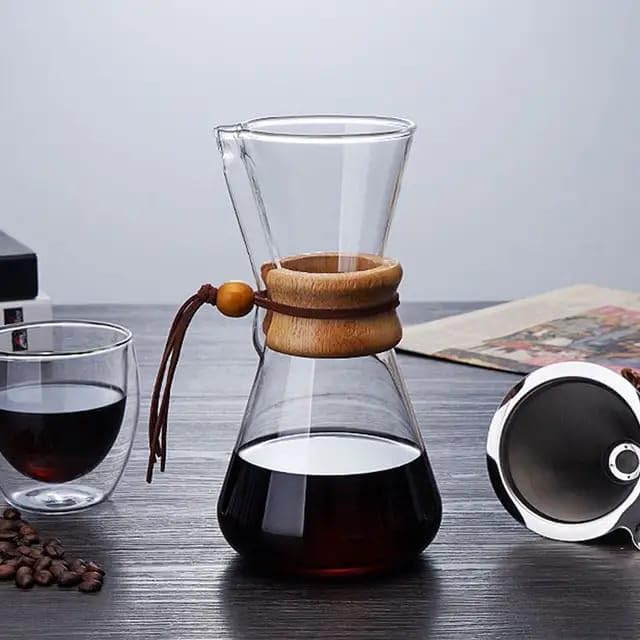 Liying 600ml Pour Over Coffee Maker 8 Cup Classic Series Coffee Dripper Brewer Glass Coffee Carafe High Heat Resistant