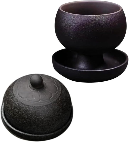 Liying Vintage Shine Ceramic Coffee Cup 100ml, Handmade Art design cup for coffee, Cappuccino, Tea (Black)