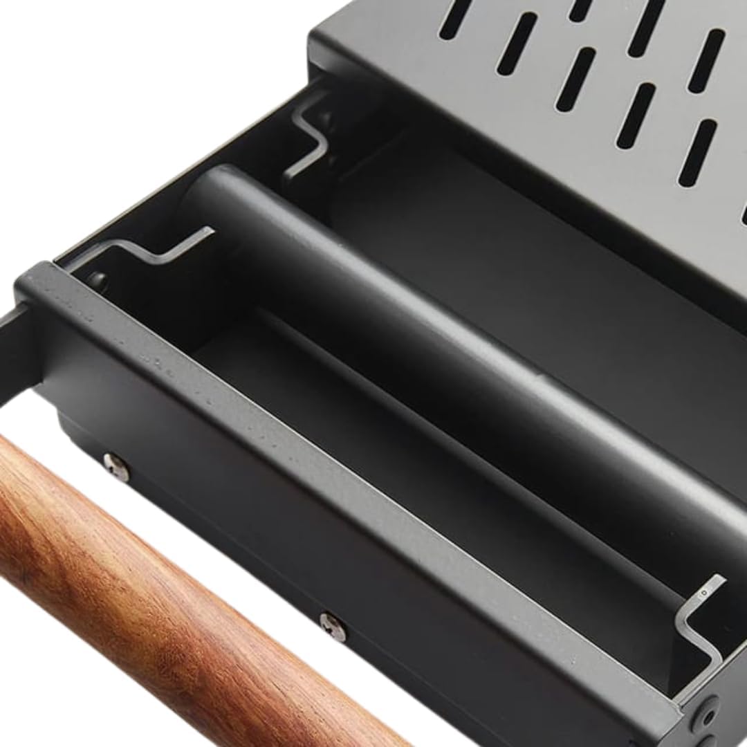 Liying Espresso Knock Box Drawer, Stainless Steel Coffee Grounds Container with Wood Handle, Removable Rubber Knock Bar and Non-Slip Base (Big)