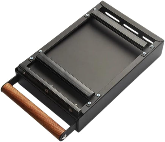 Liying Espresso Knock Box Drawer, Stainless Steel Coffee Grounds Container with Wood Handle, Removable Rubber Knock Bar and Non-Slip Base (Big)