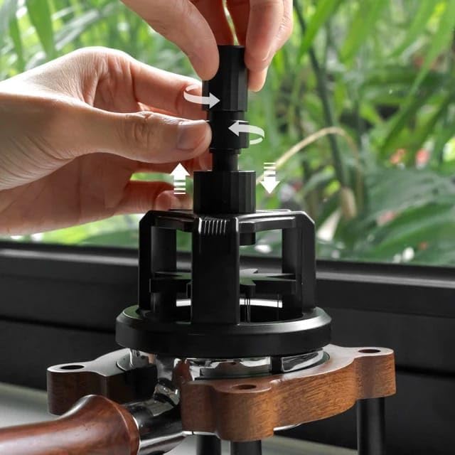 Liying WDT Tool Espresso 51mm, Cyclone Espresso Distribution Tool with Magnetic Base for Barista, Adjustable Depth Coffee Stirrer Tool