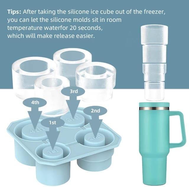 Liying Ice Cube Tray For Stanley Cup 30-40 Oz,Silicone Stanley Ice Mold For Stanley Cup,Cylinder-Shaped Stanley Cup Ice Mold With Lid For Drinks, Coffee (Multicolour) #2