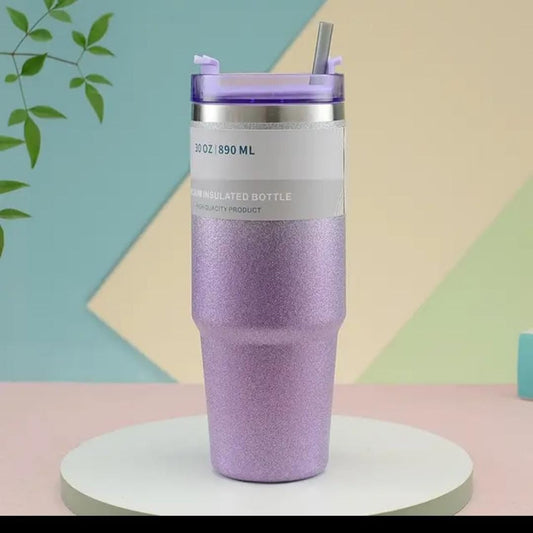 Liying 30 oz Tumbler with Handle, Stainless Steel Insulated Tumbler with Lid and Straw, Double Wall Vacuum Insulated Coffee Mug Tumbler,Insulated Coffee Thermal Cup for Cold and Hot (Purple)
