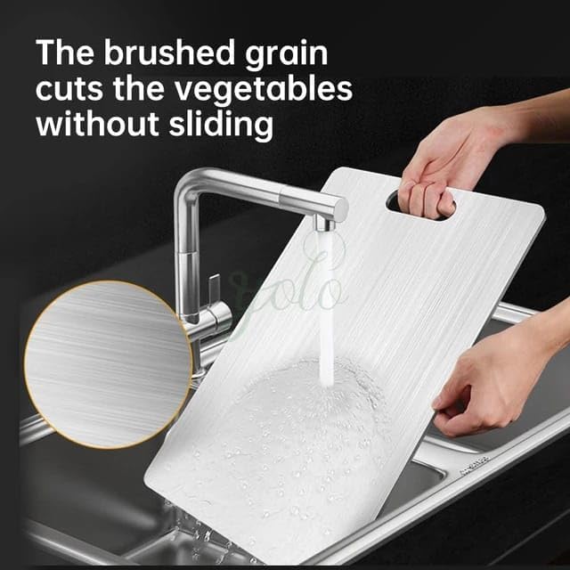Liying Stainless Steel Cutting Board - Cutting Boards (29 * 20cm) for Kitchen, Dishwasher Safe Double-Sided Stainless Steel Board for Home, Kitchen, Outdoor Camping, Restaurant & Hotel (Small)