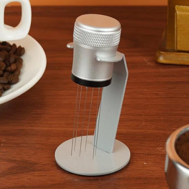 Liying WDT Tool Espresso Distribution Tool with Stand, Magnetic Coffee Stirrer, Extra Needle Set for Barista Accessories (Grey)