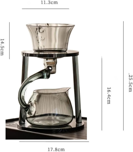 Liying Kungfu Glass Tea Set Magnetic Water Diversion Rotating Cover Bowl Semi-Automatic Glass Teapot Suit (6 tea cups) #1