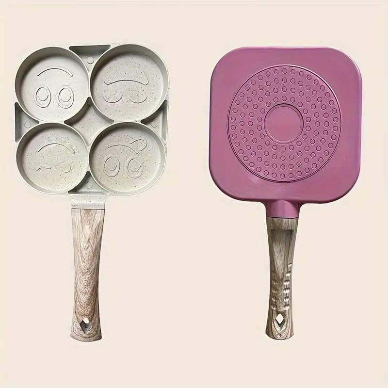 Liying Smiley Face Pancake Griddle Pan, 4 Mini Faces, Nonstick, 35cm x 18cm