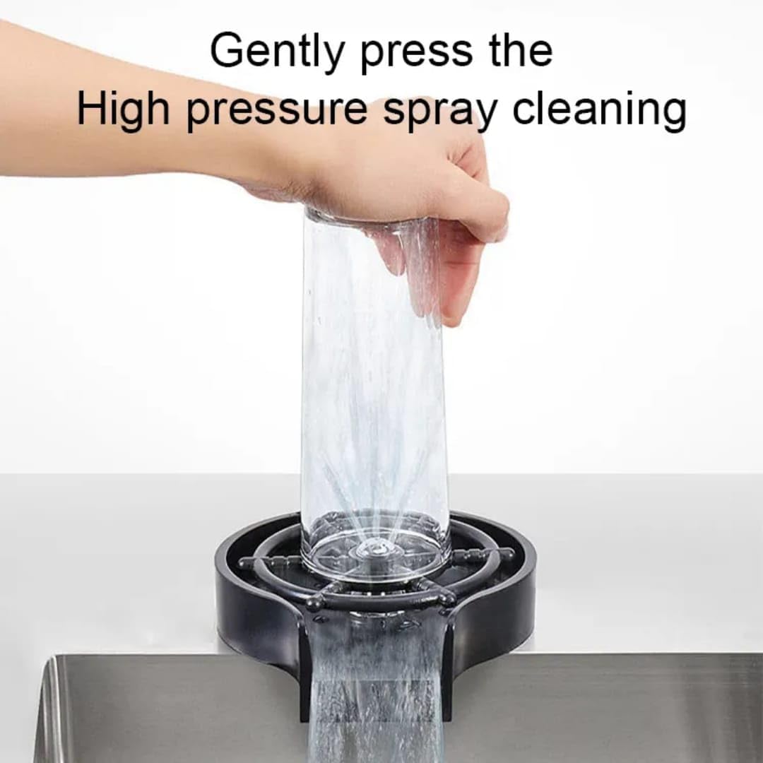 Liying Glass Rinser For Kitchen Sink - Plastic base, Faucet Cup Rinser Cleaner Kitchen Sink Bottle Washer For Bar, Matte Black, Grey