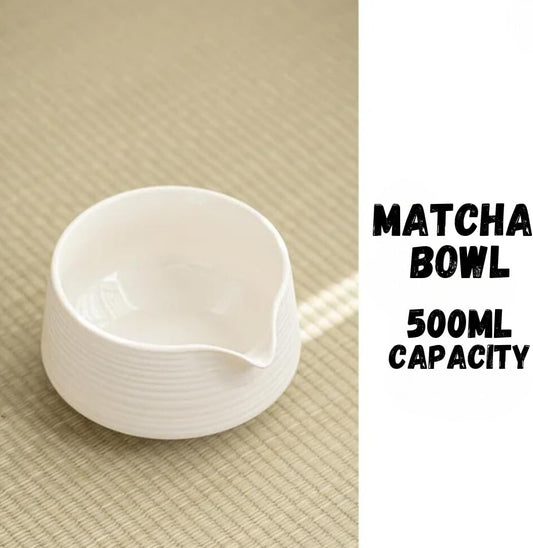 Liying Japanese Pottery Tea Ceremony Matcha Bowl Hand Made Porcelain with White Matte Glaze For Perfectly Whisked Matcha Green Tea (White)