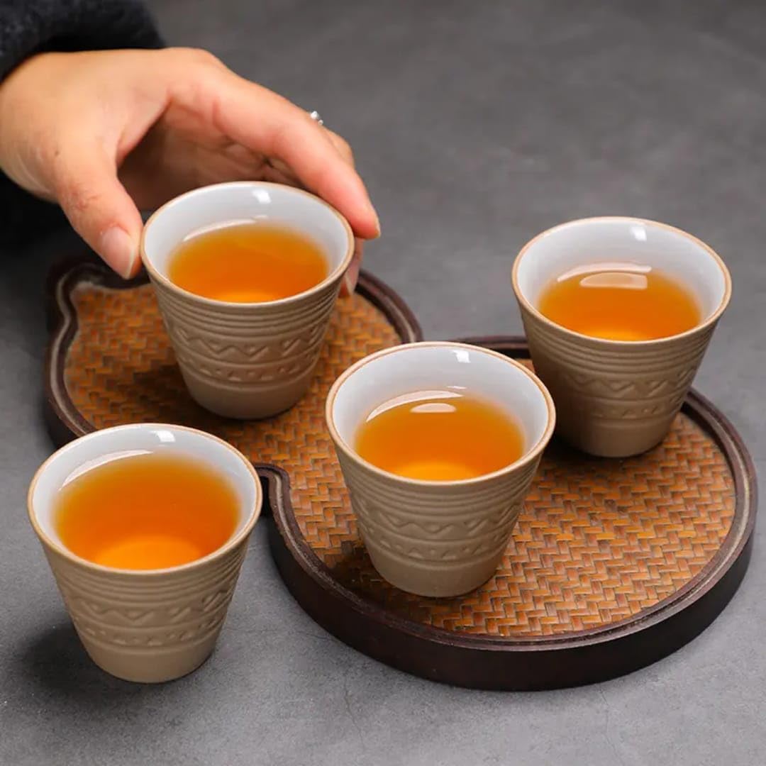 Liying 4Pcs handmade Ceramic Coffee Cup, Espresso Cup 50ml for Turkish, Tea, coffee Eco-Friendly Unique Gift for Home, Weddings
