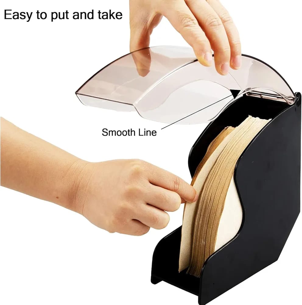 Liying Coffee Filter Holder Coffee Filter Box with Dustproof Cover Filter Paper Holder for Coffee Shop Home Storage Capacity of 100 pcs Paper Filters Black coffee accessories