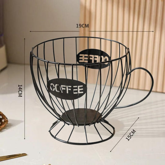 Liying Coffee Capsule Basket for Counter Coffee Table Bar, Metal Espresso Pod Keeper Storage for Home Cafe Hotel, (Black)