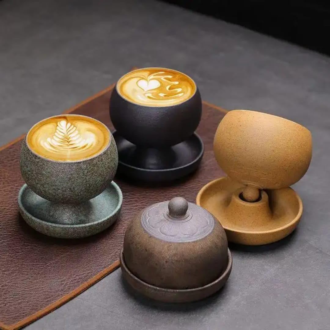 Liying Vintage Shine Ceramic Coffee Cup 100ml, Handmade Art design cup for coffee, Cappuccino, Tea (Yellow)