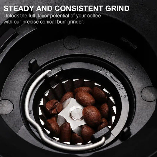 Liying Electric Coffee Grinder for Espresso Coffee and Manual Coffee Brewing up to 12 cups, Grind Size from Espresso to Cold Brew Grind Size,for Home and Coffee shop, Cafe, Restaurant (Black)