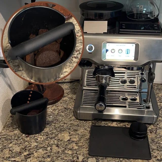 Liying Big Coffee Knock Box Shock-Absorbent Durable Barista Style With Removable Knock Bar and Non-Slip Base (Black)