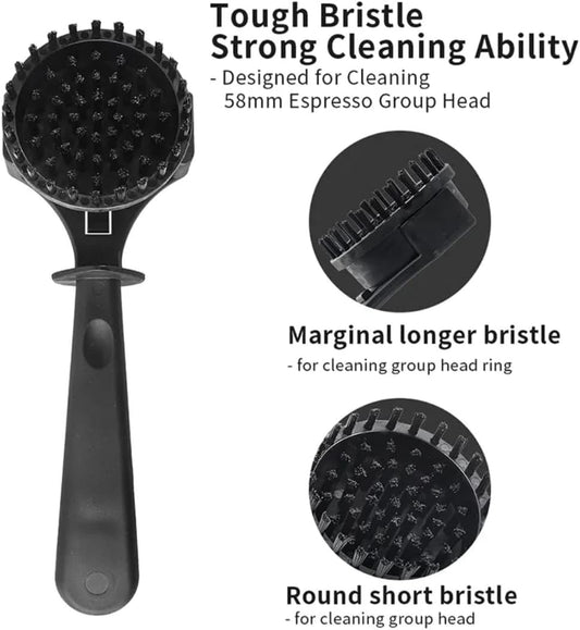Liying 58mm Espresso Grouphead Coffee Machine Cleaning Brush, Detachable Nylon Bristles Espresso Machine Cleaning Bristle