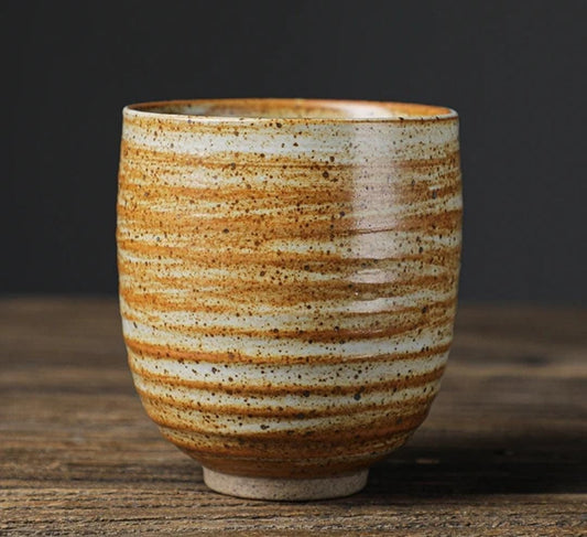 Liying Vintage Ceramic Coffee Cup 175ml, Handmade Art design cup for coffee, Cappuccino, Tea #4 (Dark Brown)