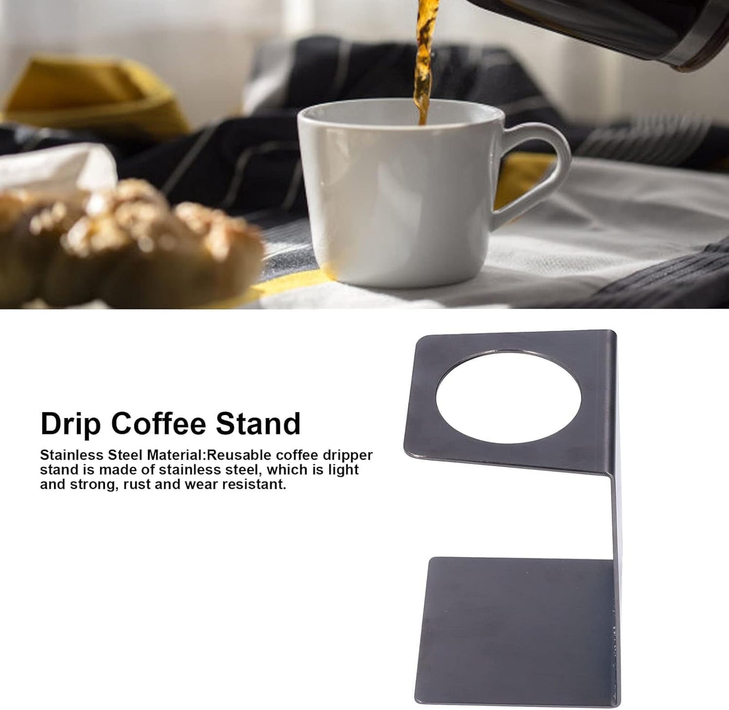 Liying Stainless Steel Pour Over Coffee Maker Stand for Coffee Connoisseurs, Coffee sripper holder (Silver)