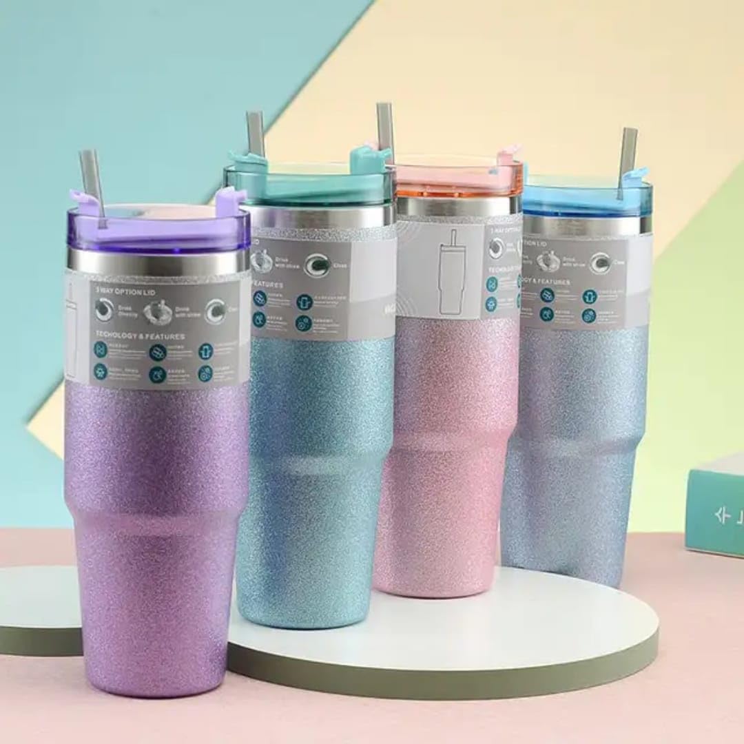 Liying 30 oz Tumbler with Handle, Stainless Steel Insulated Tumbler with Lid and Straw, Double Wall Vacuum Insulated Coffee Mug Tumbler,Insulated Coffee Thermal Cup for Cold and Hot (Purple)