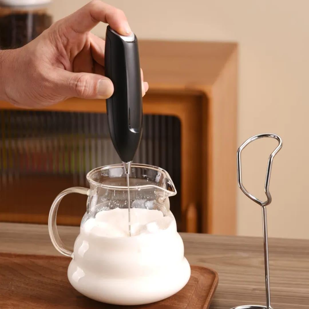 Liying Milk Frother battery power with Stand, Handheld Frother Wand for Coffee with 3 Heads 3 Speed, Powerful Hand Mixer Electric Whisk for Latte, Cappuccino, Frappe, Matcha, Hot Chocolate, Keto Diet