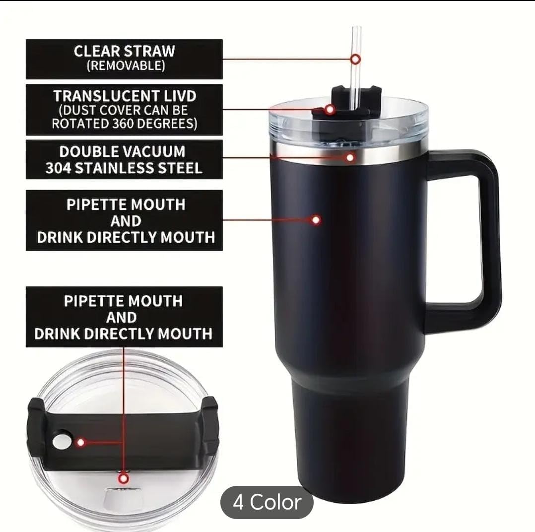 Liying 40 oz S.Tumbler with Handle and Straw - Cold-11h & Hot-7H, Insulated Cup Travel Tumbler with Flip Lid, Protective Boot, Carrying Case, Stainless Steel Tumbler Water Bottle (Black) #1