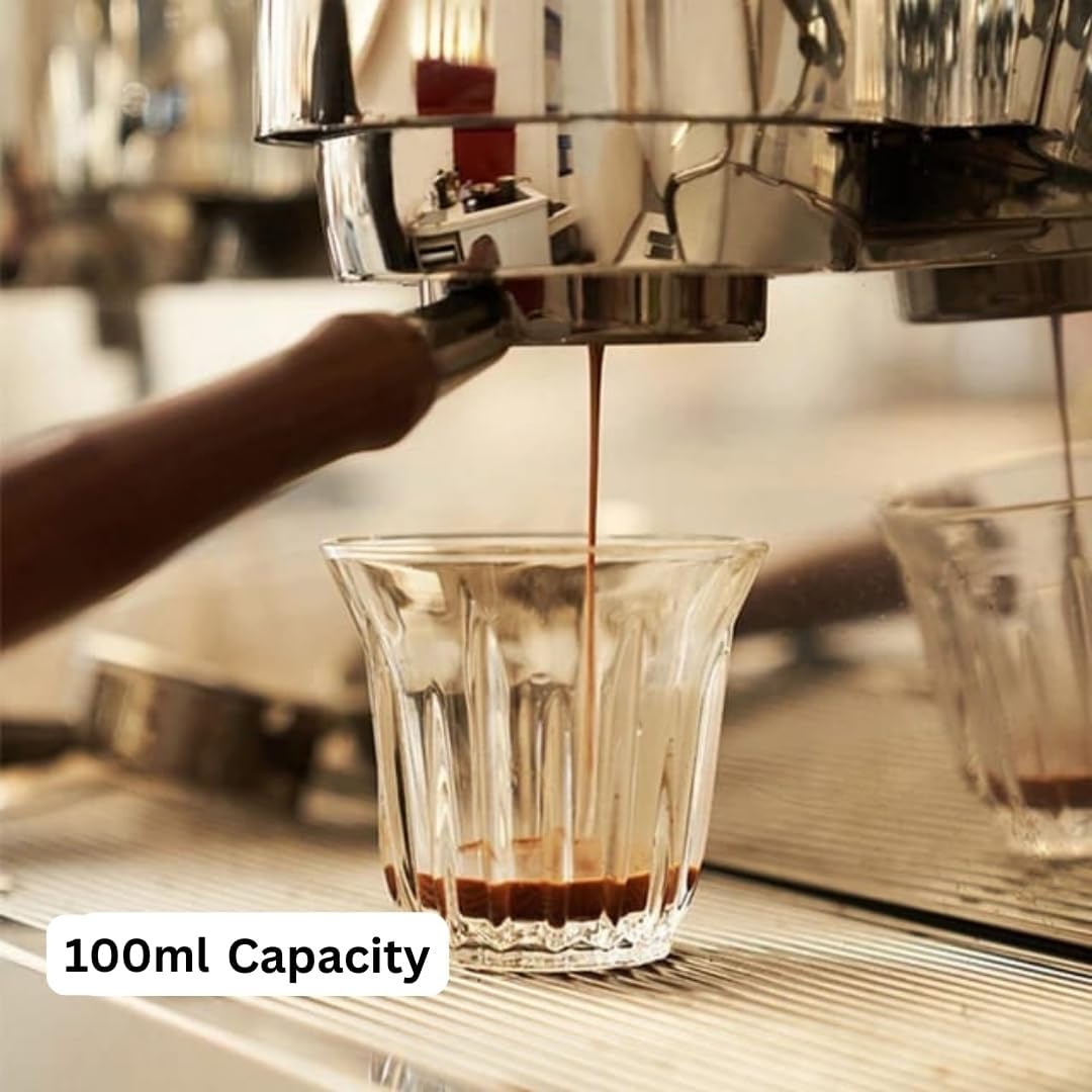 Liying Espresso Cups Set of 6 Clear Glass Cups 120ml for Coffee/Milk Insulated Shot Glasses Regular Espresso Accessories for CoffeeShop, Home, Kitchen and bar