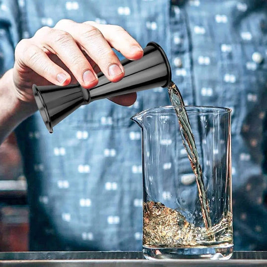 Liying Double Jigger Cocktail Measuring Cup, 304 Stainless Steel, Japanese Style, Black, 2-Piece (short) 30ml