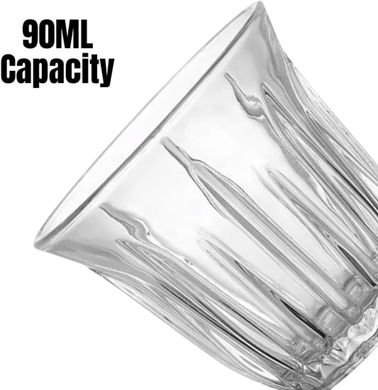 Liying Espresso Cups Set of 6 Clear Glass Cups 90ml for Coffee/Milk Insulated Shot Glasses Regular Espresso Accessories for Coffee Shop, Home, Kitchen and bar