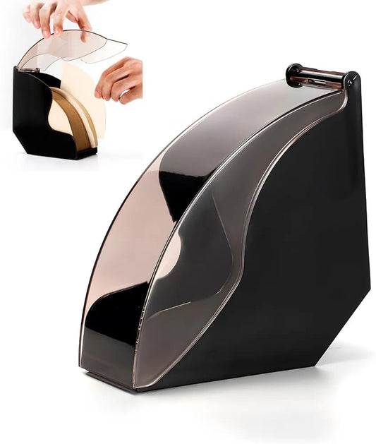 Liying Coffee Filter Holder Coffee Filter Box with Dustproof Cover Filter Paper Holder for Coffee Shop Home Storage Capacity of 100 pcs Paper Filters Black coffee accessories