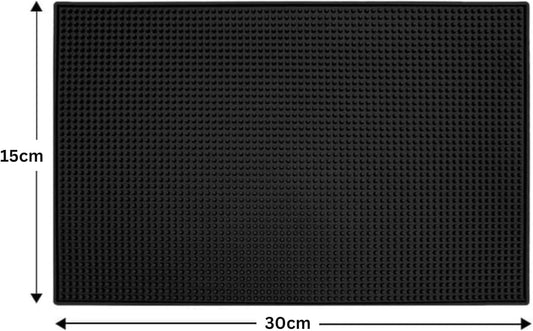 Liying 2Pcs Premium Coffee Bar Mat, 30x15cm, Absorbent, Non-Slip Silicone, for Coffee Makers, Espresso Machines, Countertops (Black/Brown)