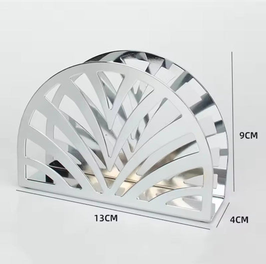 Liying Stainless Steel Curved Napkin Holder 13cm x 9cm x 4cm Hollow out Design for Home kitchen Resturant Silver Dispensers and storage Organizer