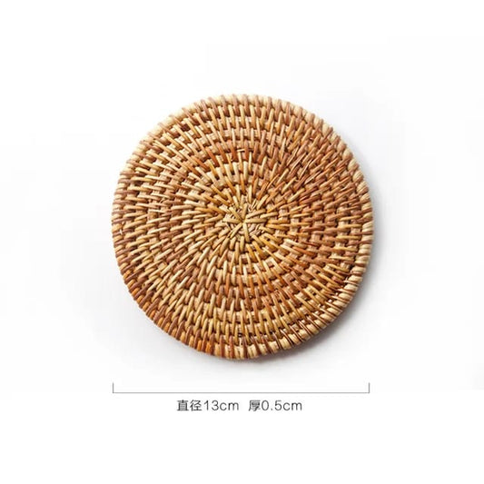 Liying 6pcs Handmade Natural Rattan Coasters for Drinks Wicker Boho Coasters Woven Coasters for Drinks Heat Resistant Reusable Sauce kitchen