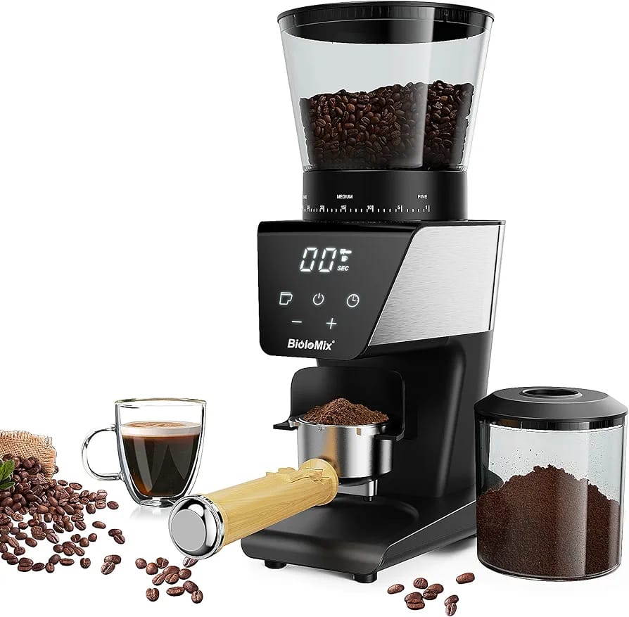 Liying Electric Coffee Grinder for Espresso Coffee and Manual Coffee Brewing up to 12 cups Grind Size from Espresso to Cold Brew Grind Size for Home and Coffee shop Cafe Restaurant Black Coffee Grinder