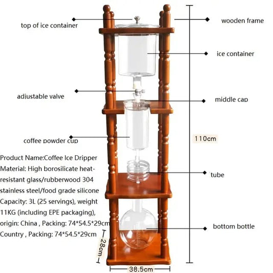 Liying Cold Drip Coffee Maker Cold Brew Coffee Tower Slow Drip Japanese Cold Brew Maker 3000ml Cold Brew Drip Ice Coffee Tower Coffee maker