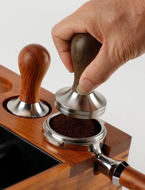 Liying 58mm Espresso Coffee Tamper with 304 Stainless Steel Tamper Base and Walnut Wooden Handle for Barista Espresso Machines espresso machine accessories