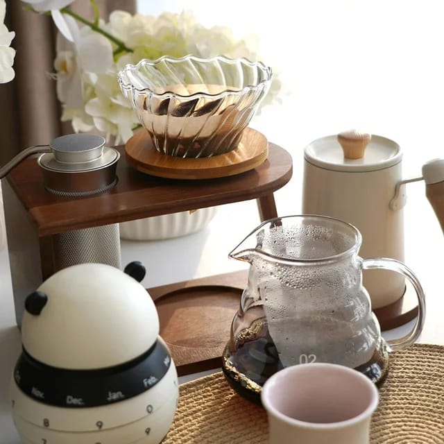 Liying V 60 Pour Over Coffee Maker Set Include Coffee Kettle Glass Server Glass Dripper Manual Steel Grinder Filter Paper with Stand for Traveling Camping Outdoor Activities Coffee maker